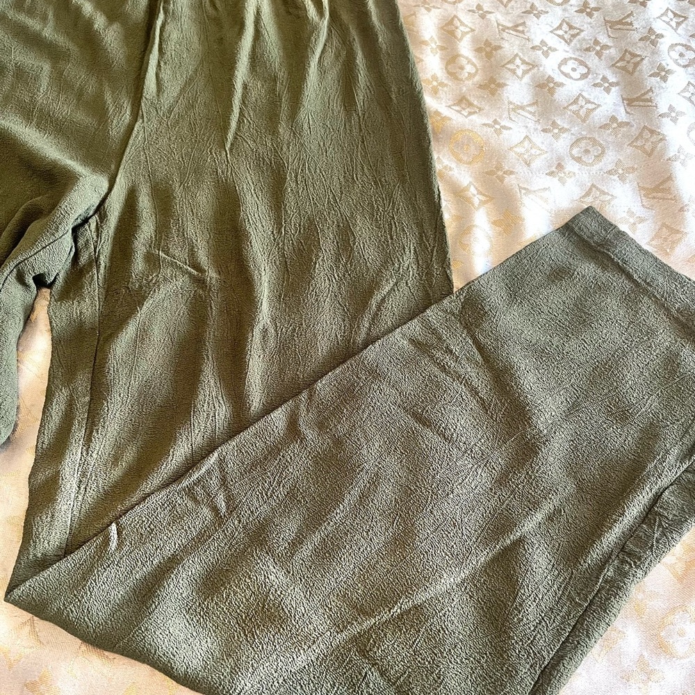 Eileen Fisher XL Olive Green Textured Pants